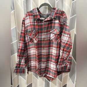 Kingsize Men’s Orange & Grey Plaid Casual Button-Down Shirt